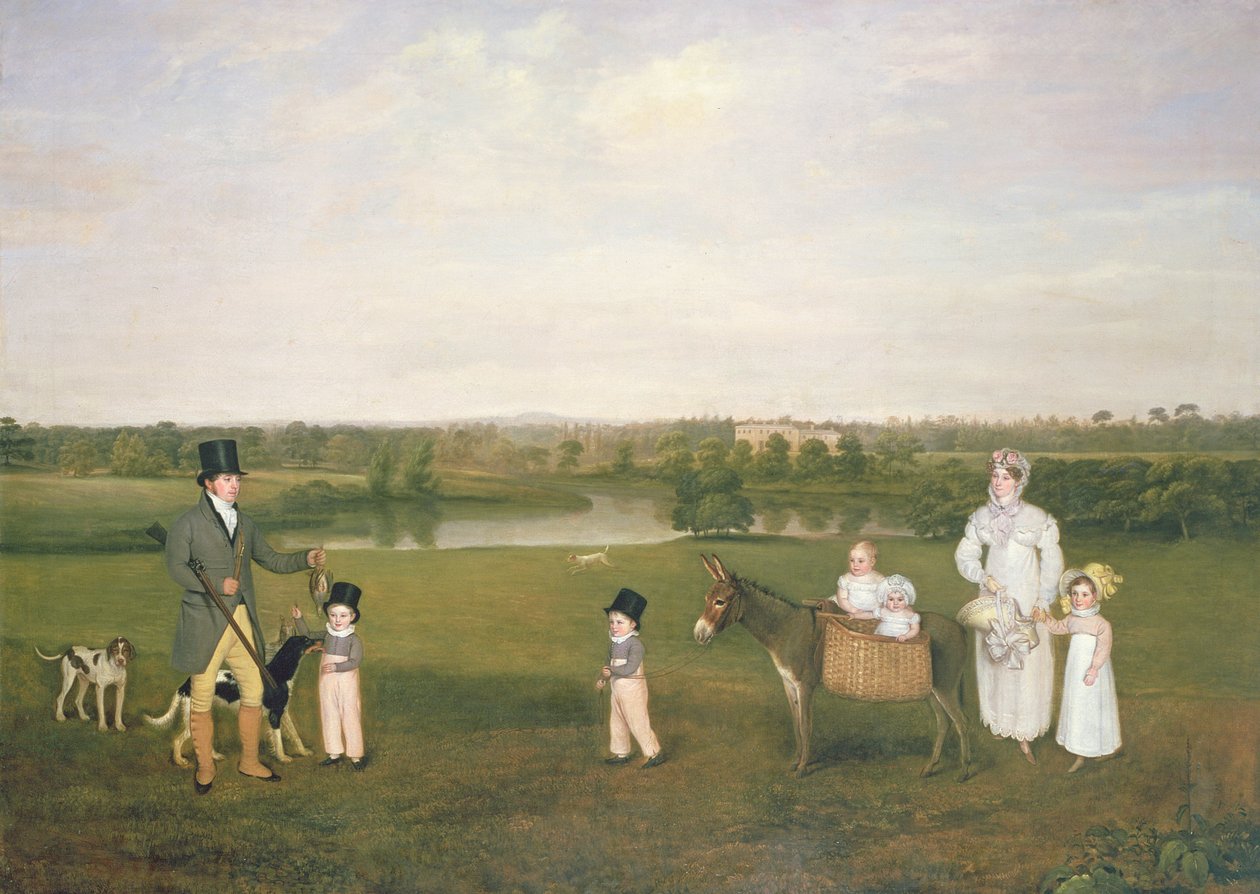 William Hetton Cooke with His Wife and Children at Worleston Rookery, Chester by John E. Ferneley