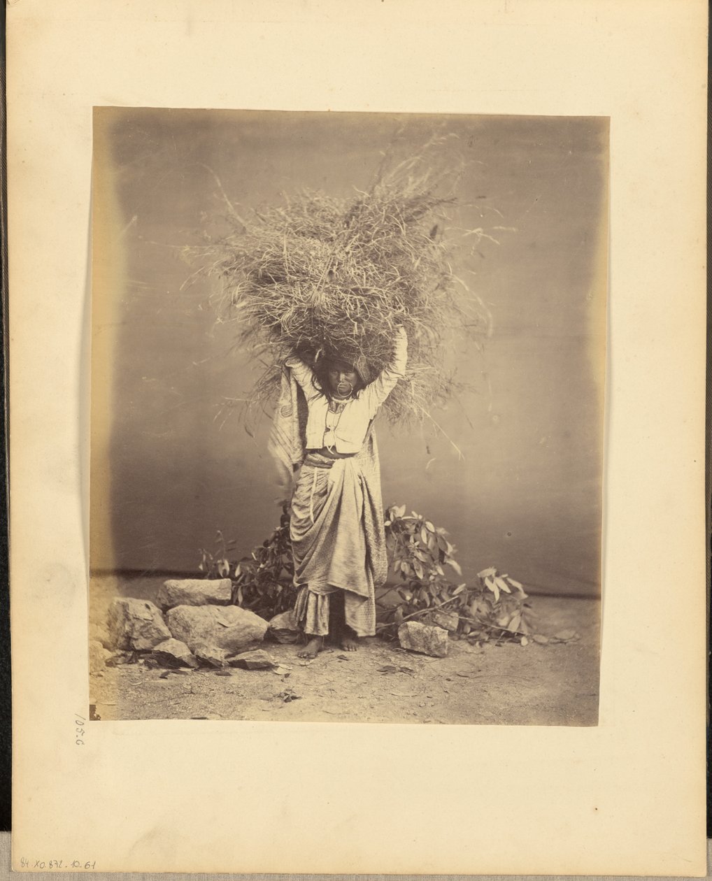 Indian Peasant Young Woman Holding Twigs on Her Head by John Edward Saché