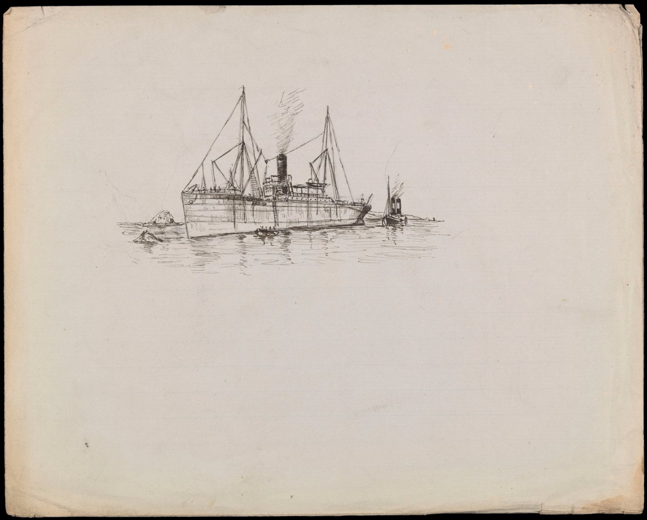 Steam Vessel Near a Coast with Tug Alongside by John Everett