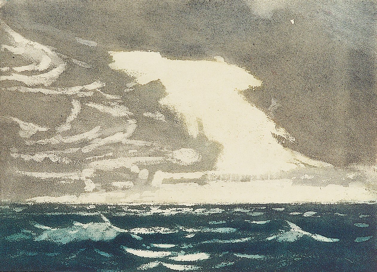 Seascape - Green Sea and Stormy Blue-Grey Sky 2, 20th Century by John Everett
