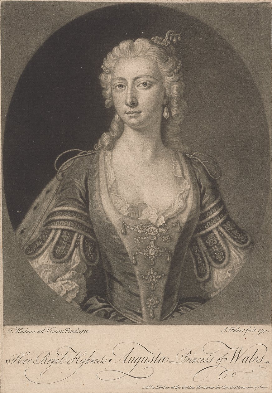 Her Royal Highness Augusta Princess of Wales, 1751 by John Faber the younger