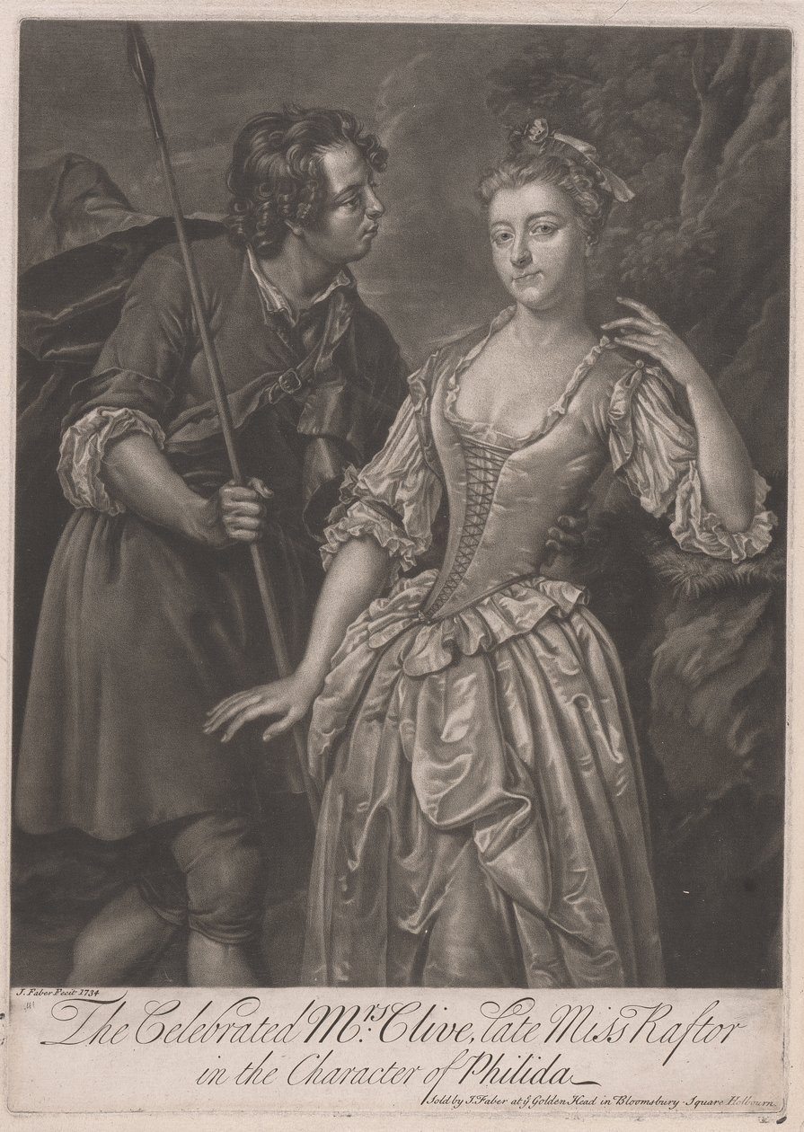 The Celebrated Mrs Clive, late Miss Rafter, as Philida by John Faber the younger