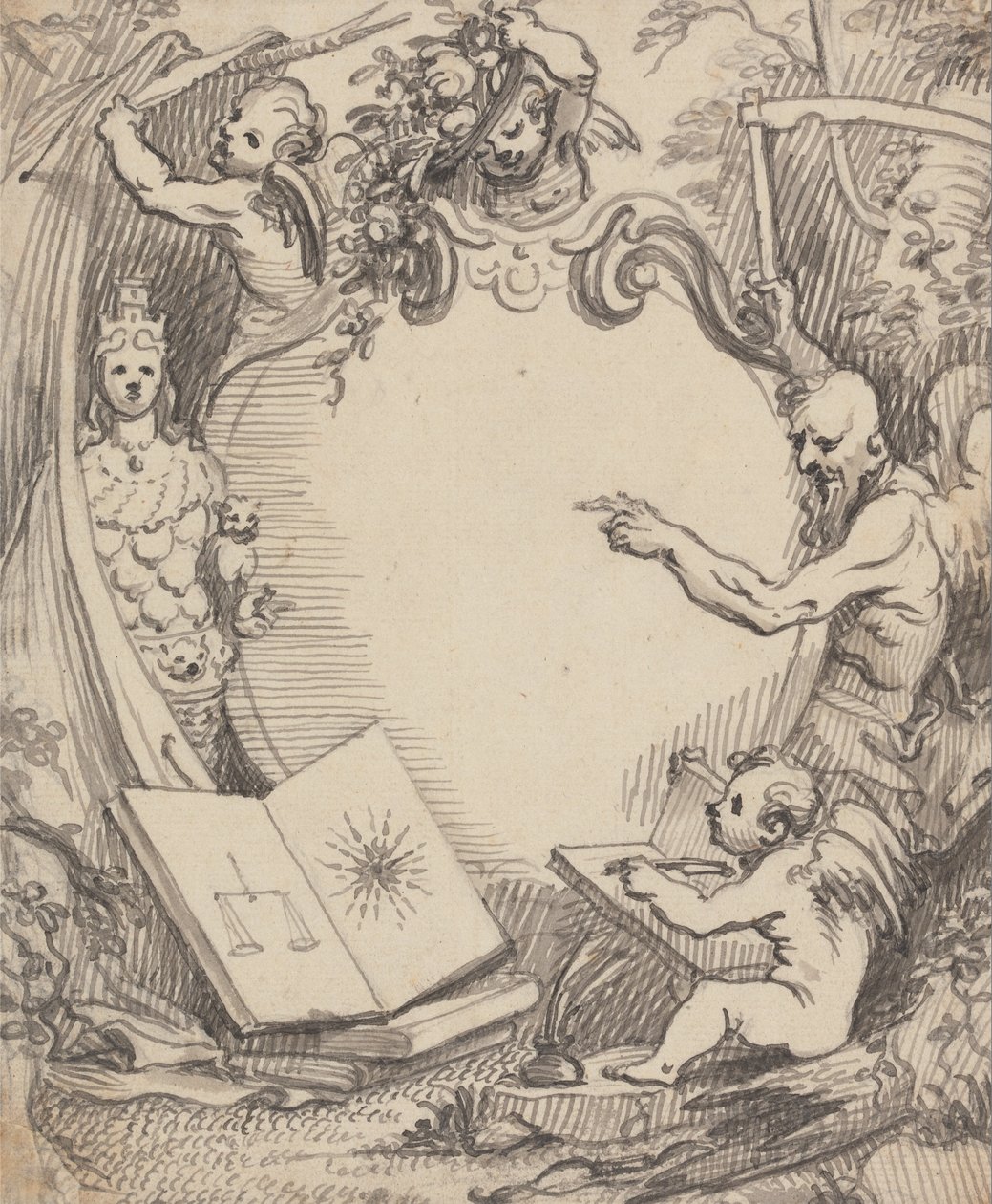 Design for a Frontispiece- Cupid Studying Nature by John Fayram