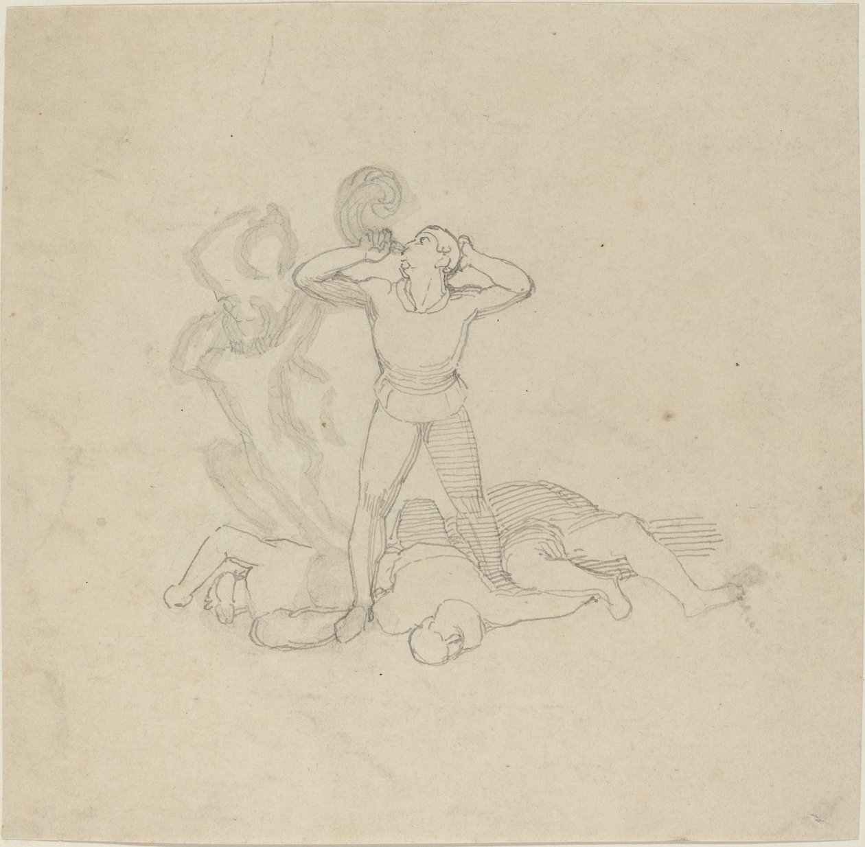 Figure Standing over Corpses, Blowing a Horn by John Flaxman