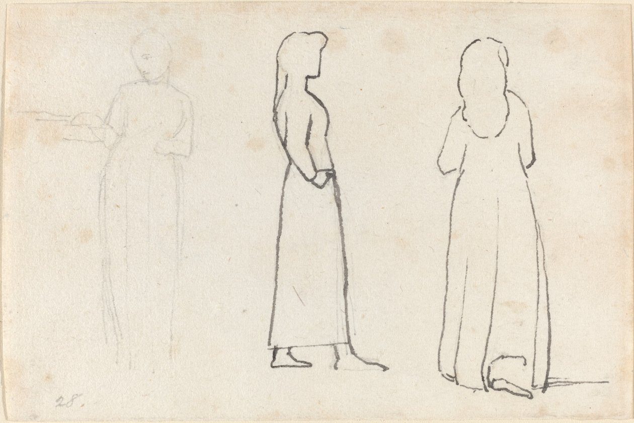 Three Sketches of a Standing Woman by John Flaxman