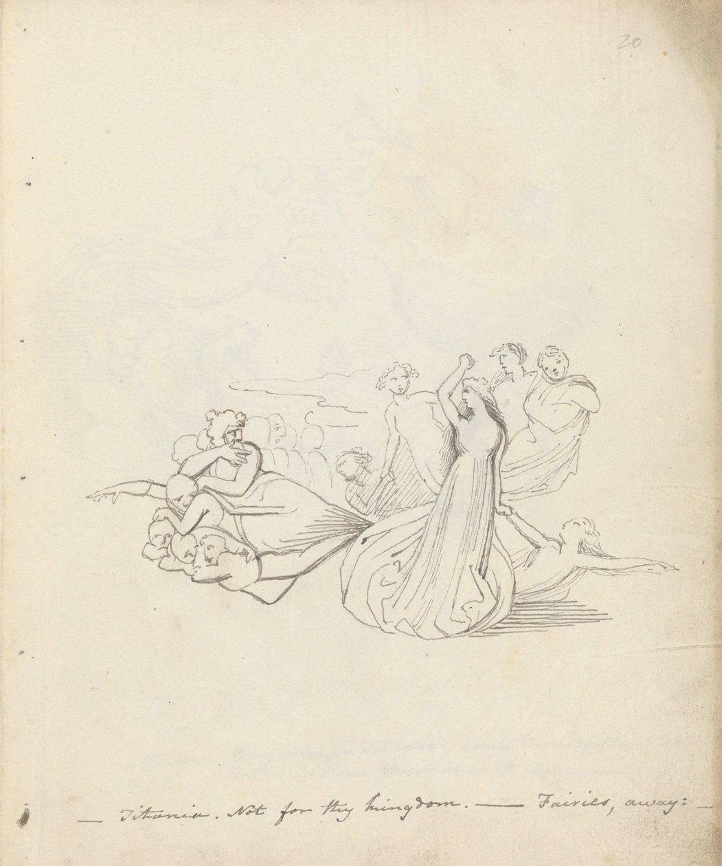 Titania. Not for thy kingdom. - Fairies away by John Flaxman