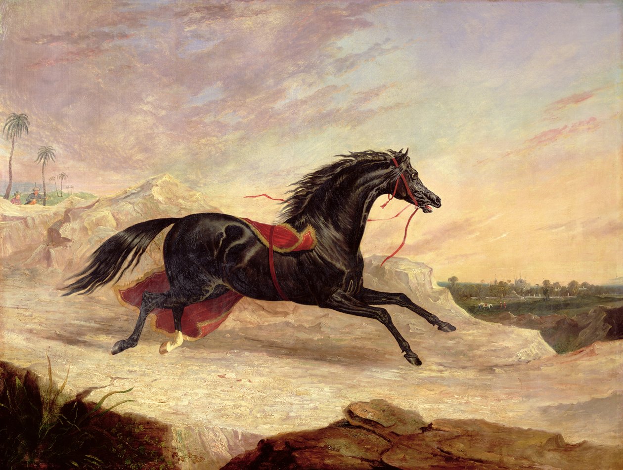 Arabs Chasing a Loose Arab Horse in an Eastern Landscape by John Frederick Herring Senior