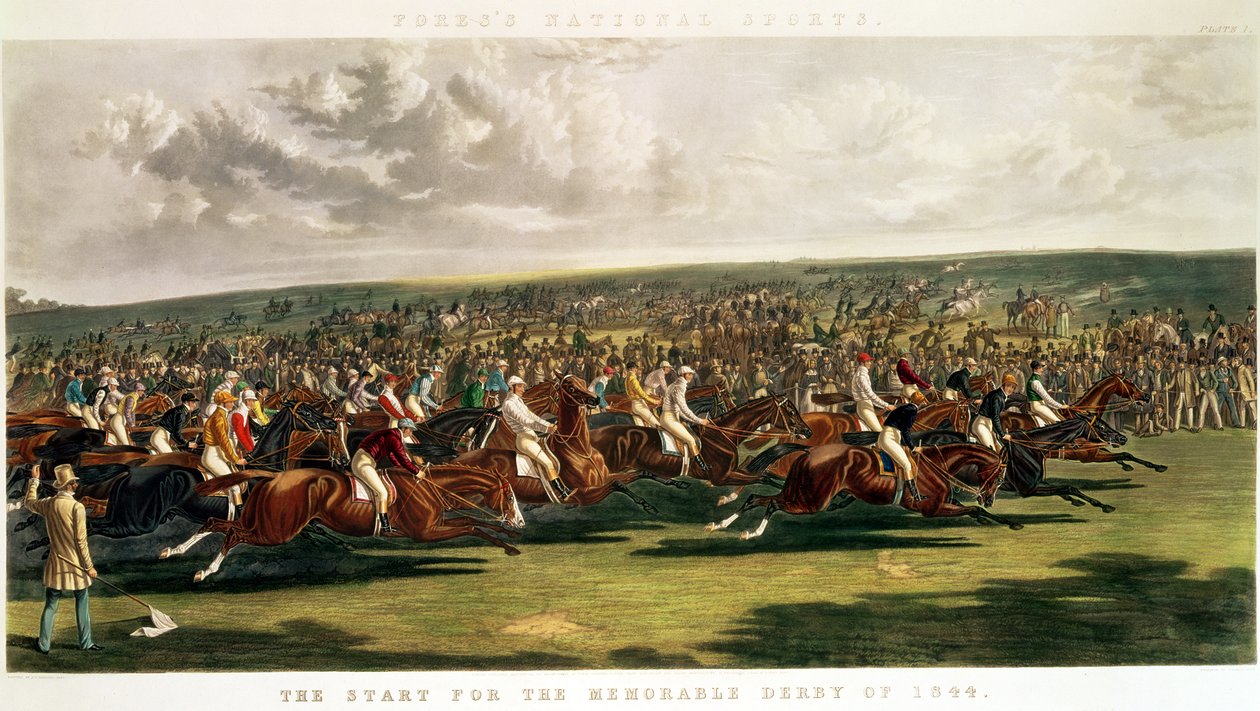 The Start of the Memorable Derby of 1844, engraved by Charles Hunt by John Frederick Herring Senior