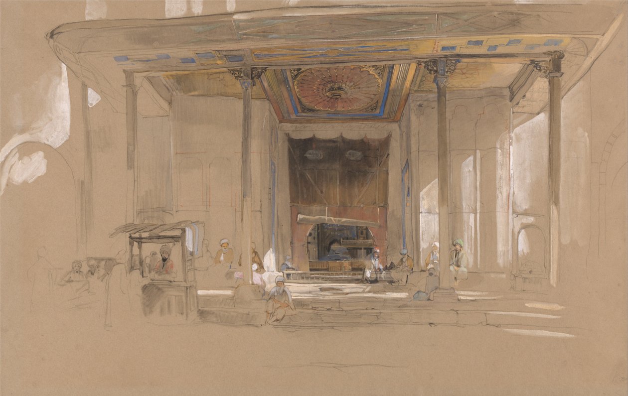 Main Entrance of Great Mosque, (Ulu cami) Bursa, Turkey by John Frederick Lewis