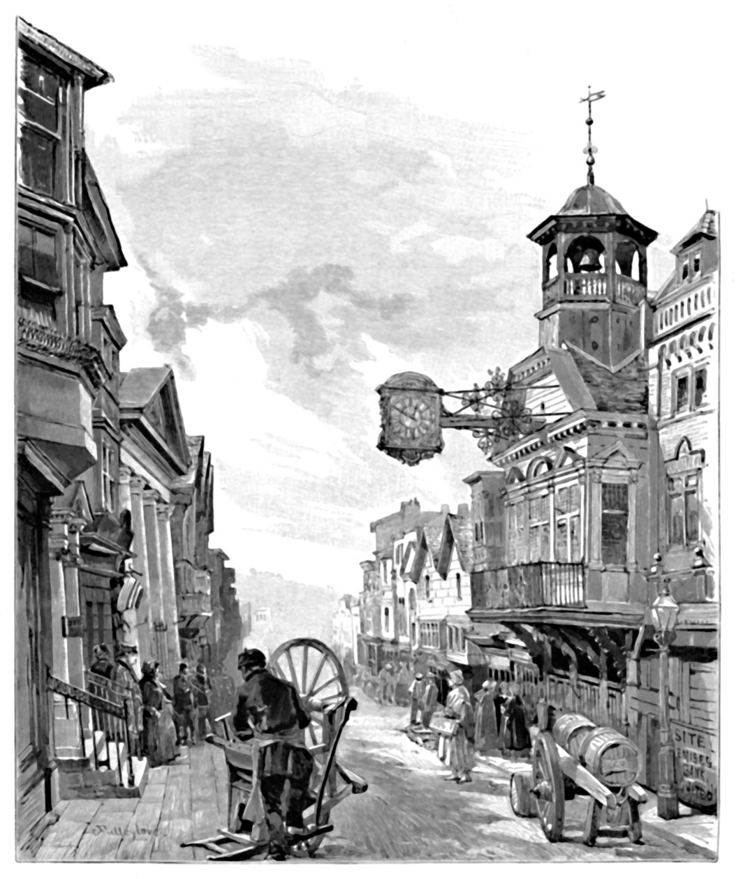 Guildford: High Street, with the Town Hall by John Fulleylove