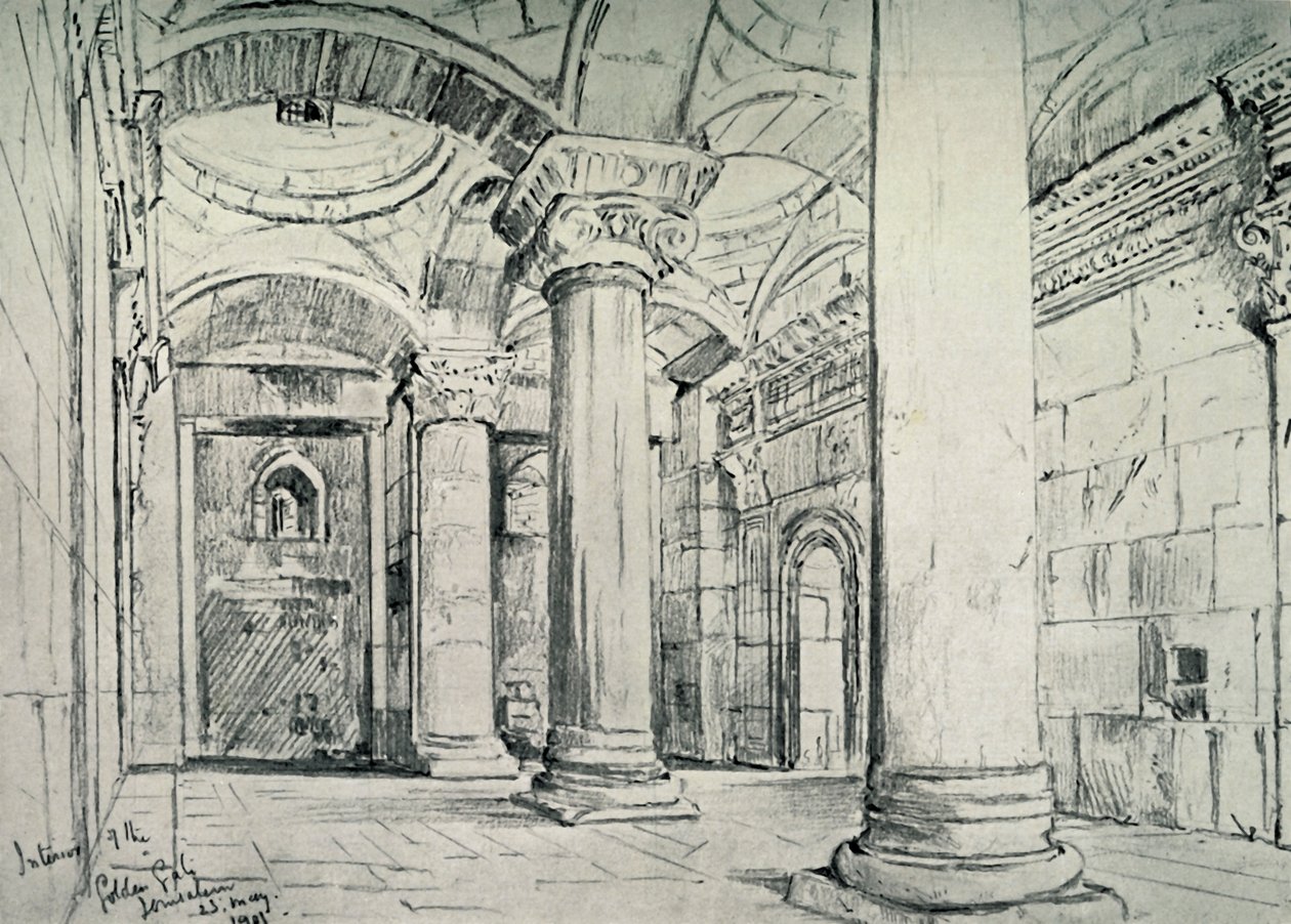 Jerusalem - The Interior of the Golden or Beautiful Gate by John Fulleylove