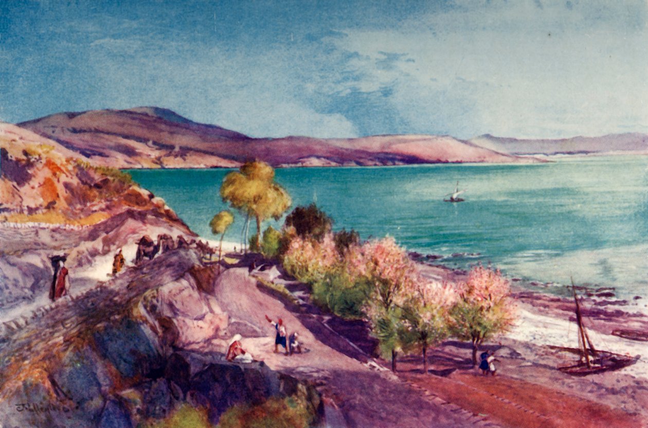 The Lake of Galilee, Looking North from Tiberias by John Fulleylove