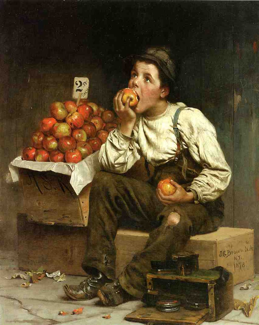 A Boy Eating Apples, 1878 by John George Brown