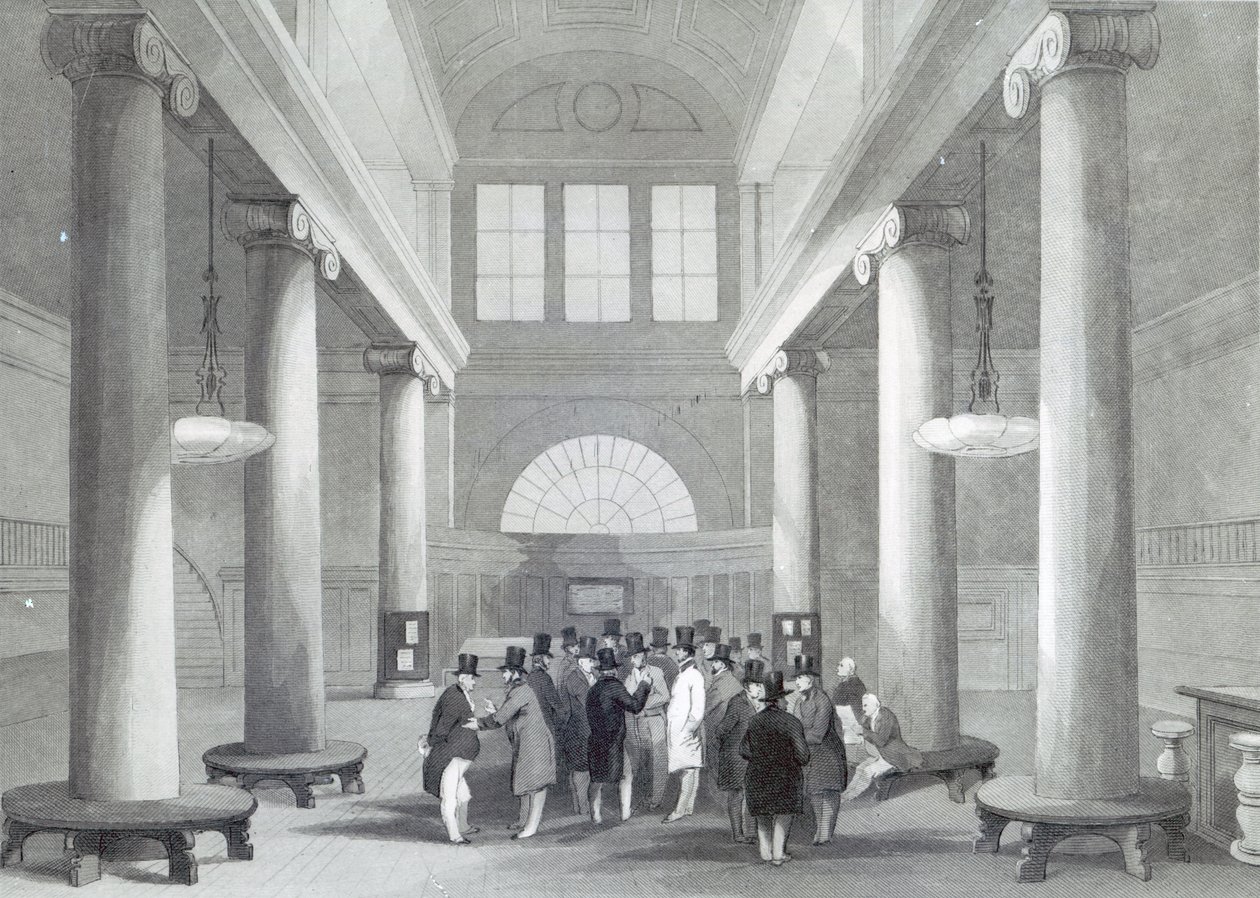 Stock Exchange, engraved by Henry Melville, c.1842 by John Gilbert