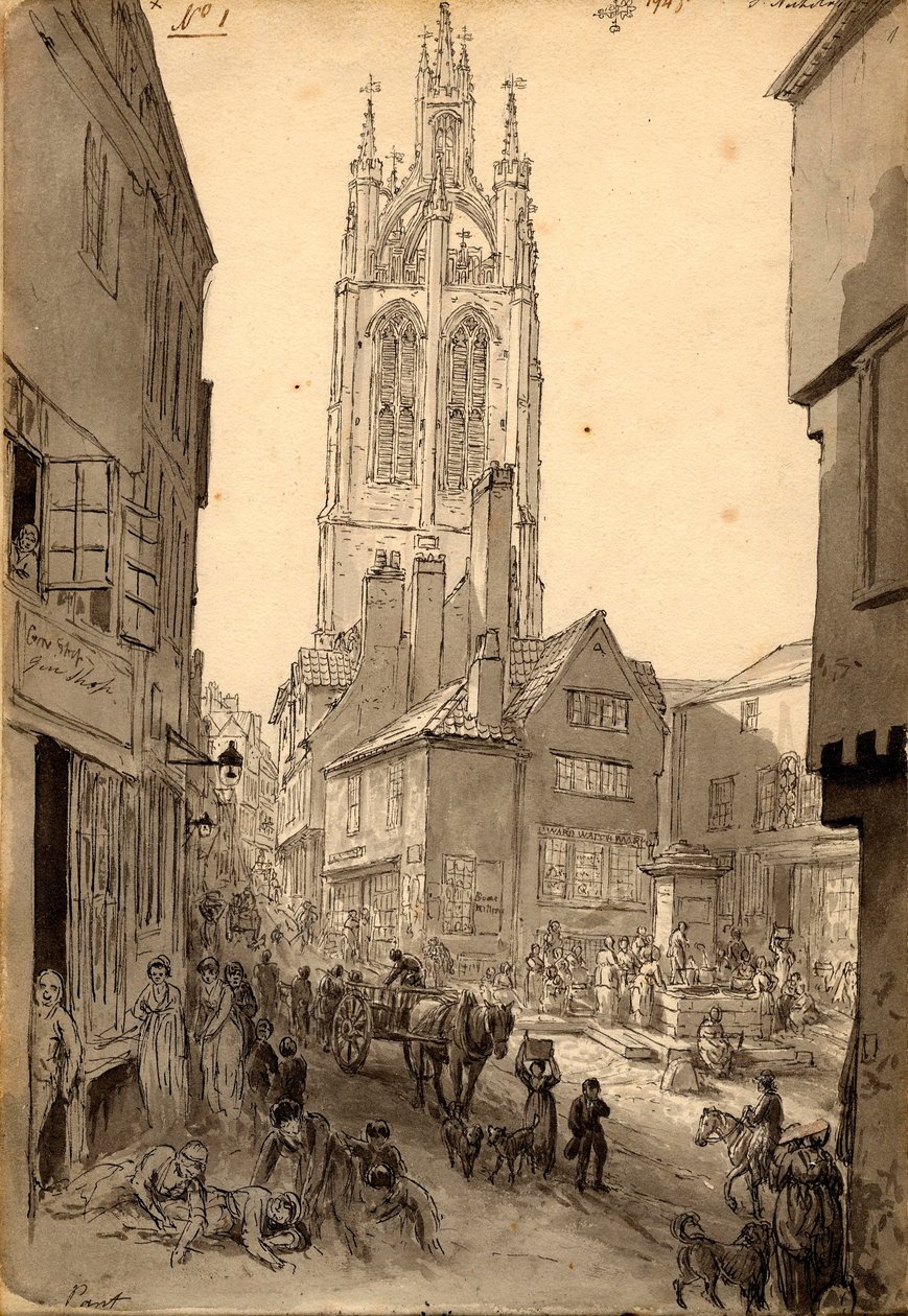 The Old Gin Shop near St. Nicholas Church, Newcastle by John Glover