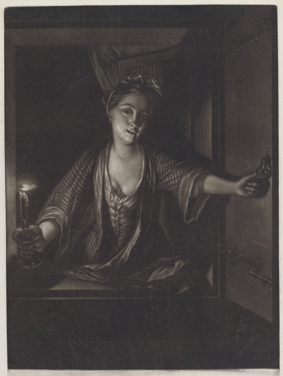 Girl with a Candle by John Greenwood after Nicolaas Verkolje