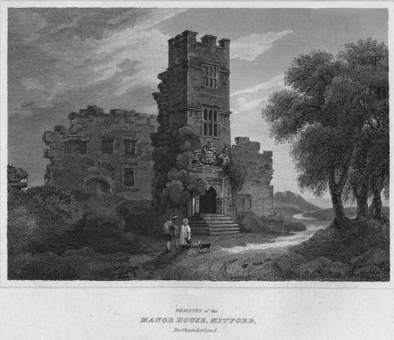 Remains of the North House, Mitford, Northumberland, 1814 by John Greig