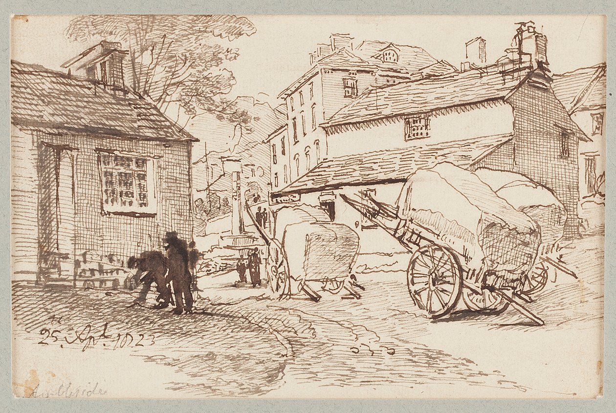 Carts in Ambleside, Cumbria, 1823 by John Harden