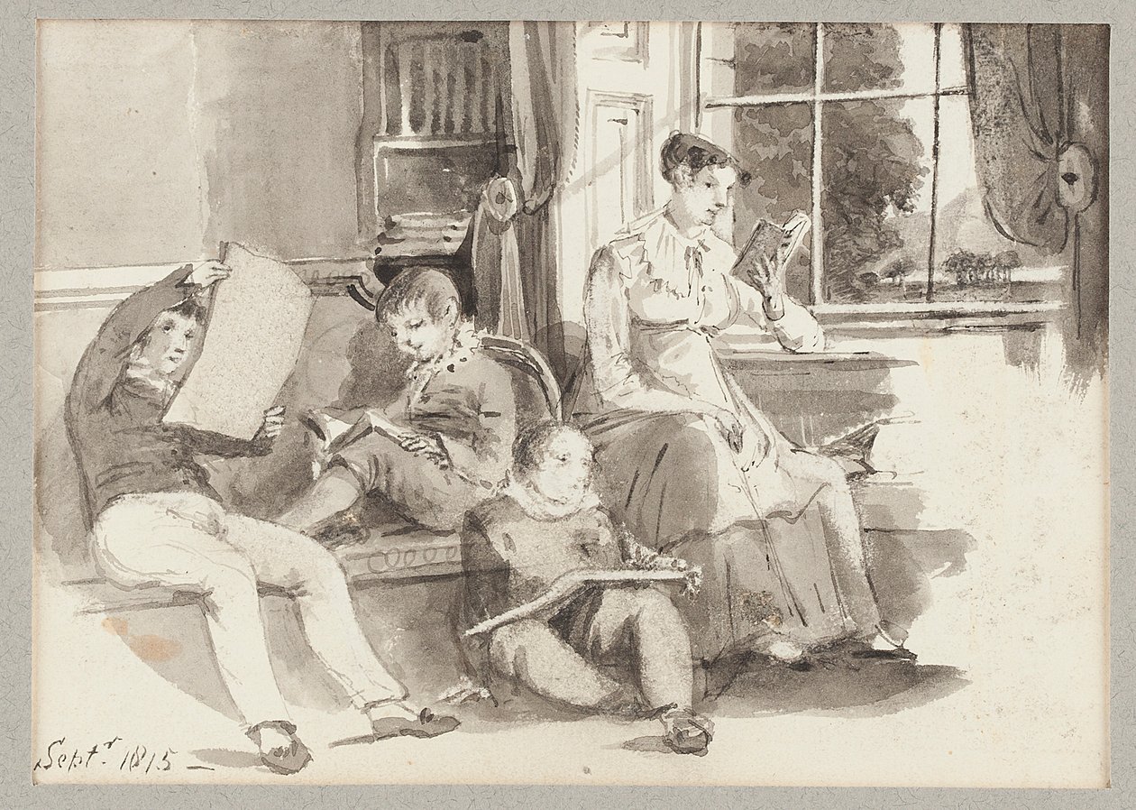 Jessy and three children, 1815 by John Harden