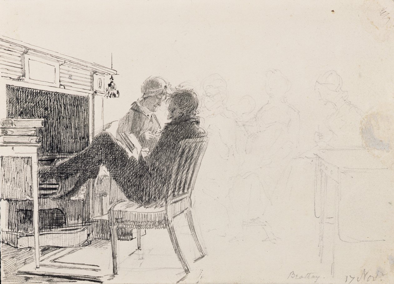 Man Reading with Feet on Hearth by John Harden