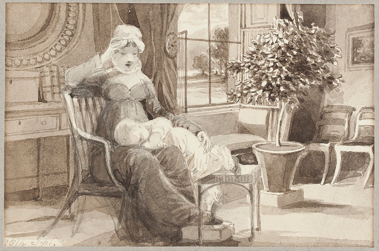 Mrs H with baby John William, 1814 by John Harden