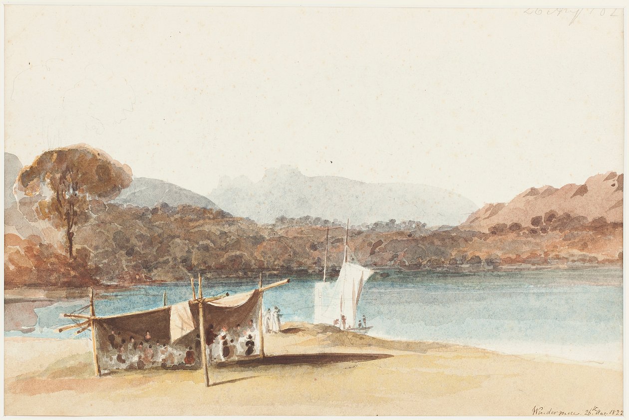 Picnic under shelter by Lake Windermere, 1822 by John Harden
