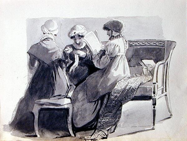 Three Women on a Sofa by John Harden