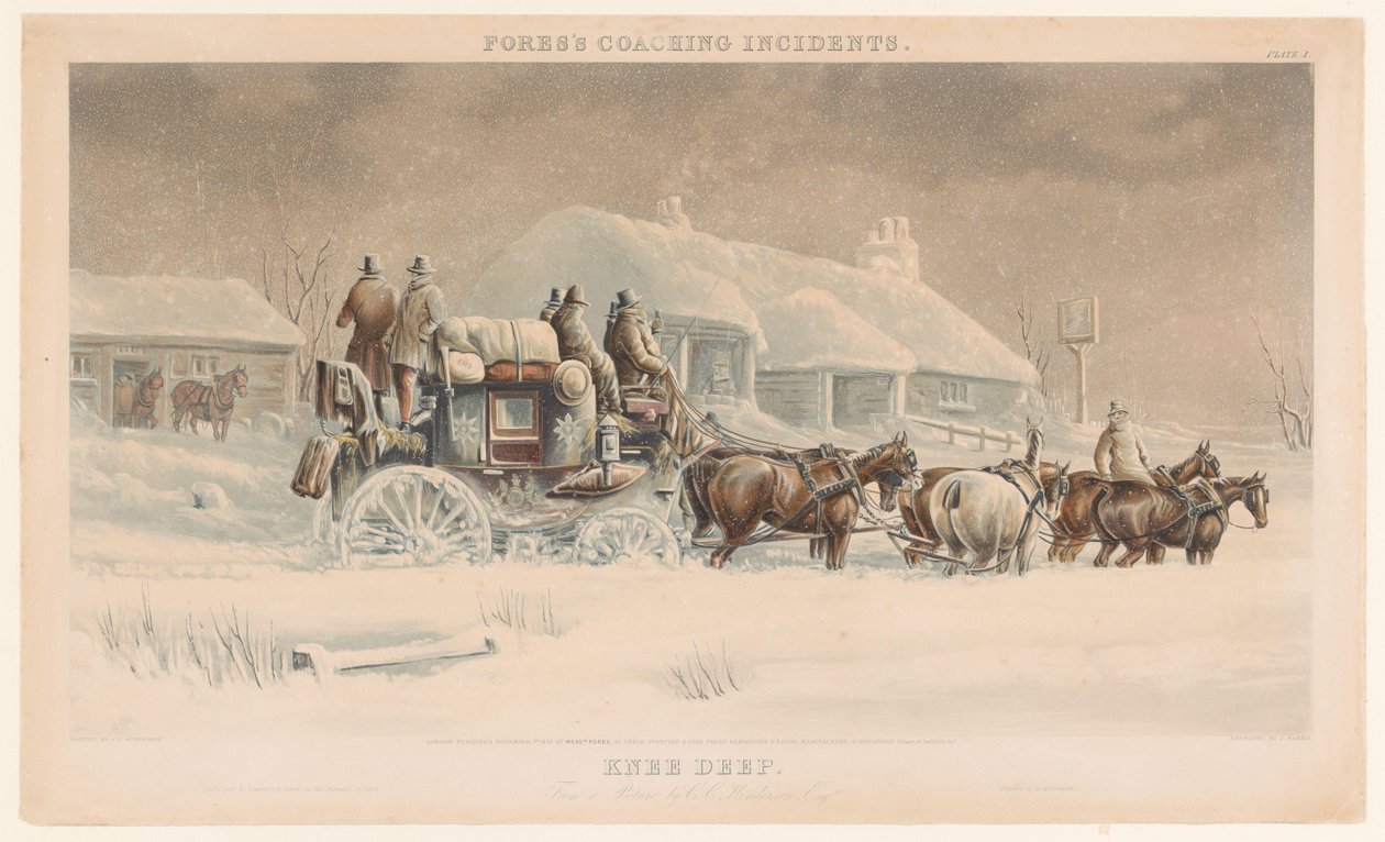 Coach with Six Horses in the Snow (series: Fores