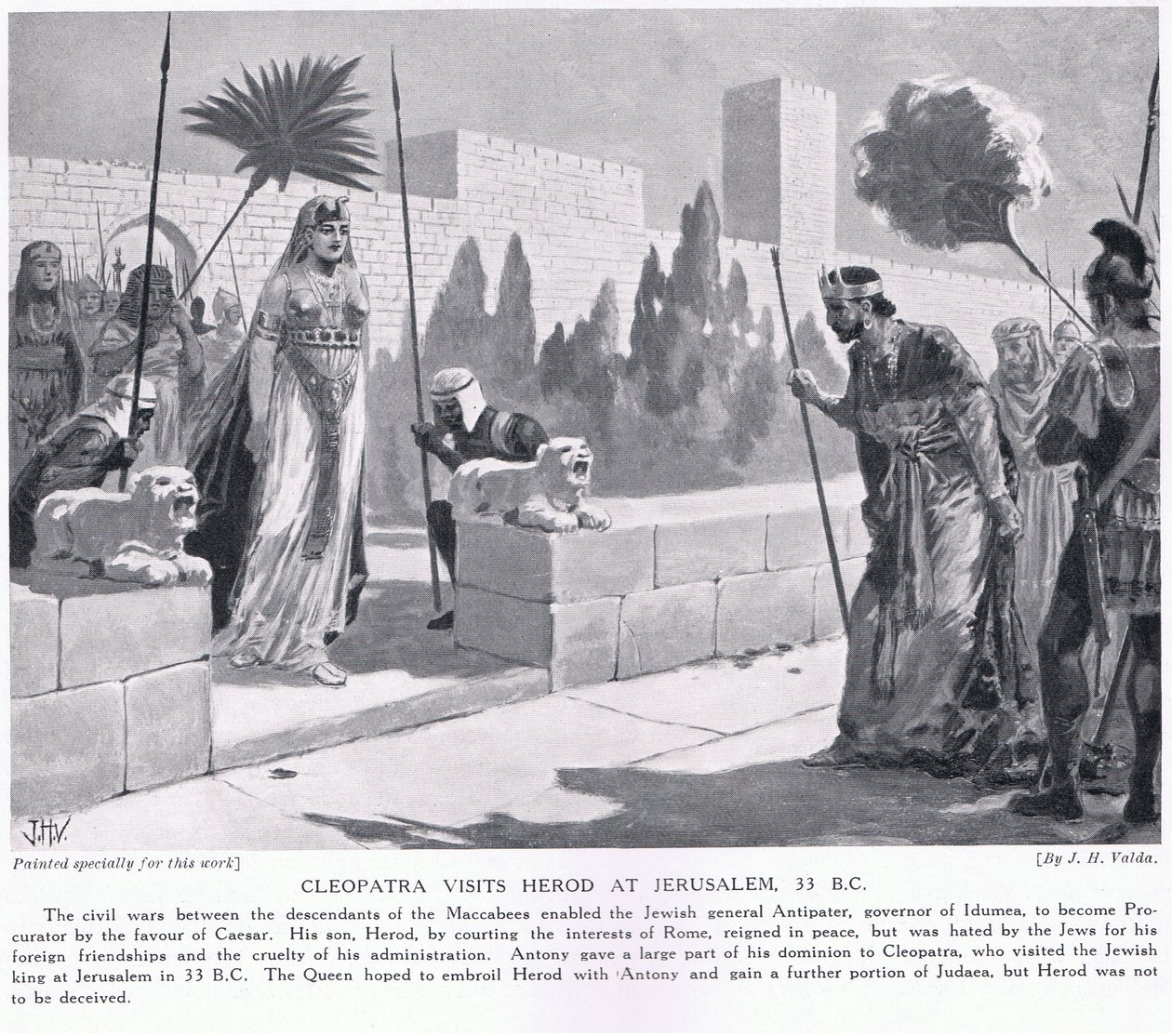 Cleopatra visits Herod at Jerusalem 33 BC by John Harris Valda