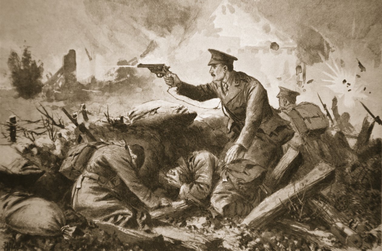 Lieutenant Neame holding the enemy back and rescuing wounded men by John Harris Valda