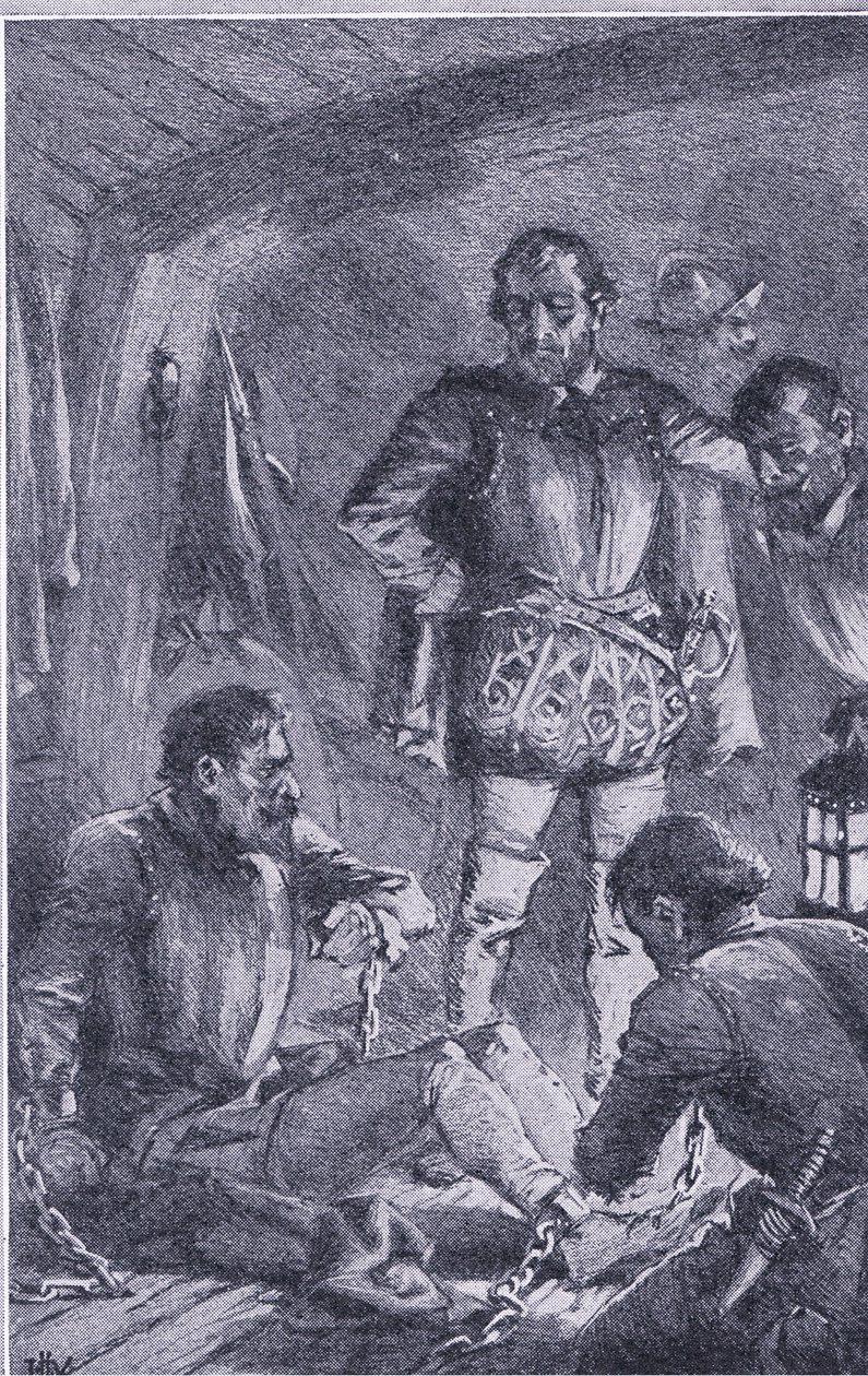 Santiago sent ahead to explore, ran ashore and was wrecked, Newnes Pictorial Knowledge published by Newnes, c.1950
