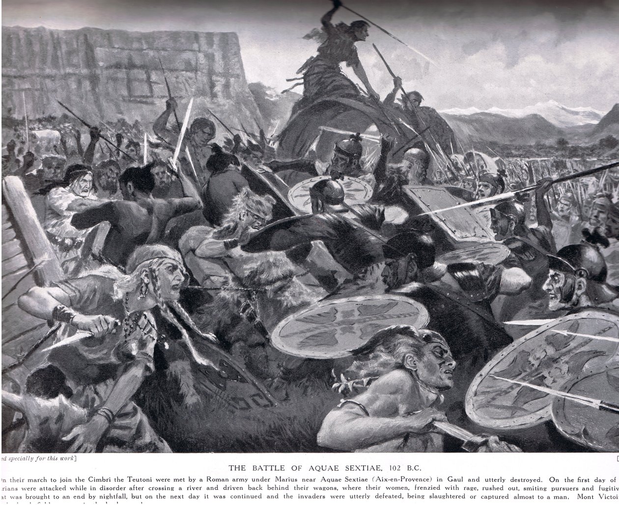 The Battle of Aquae Sextiae, 102 BC, illustration from 