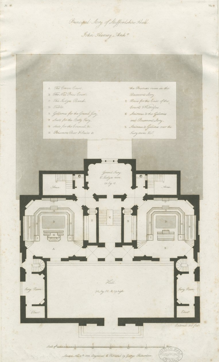 Stafford - Plan of Principal Storey of Shire Hall by John Harvey