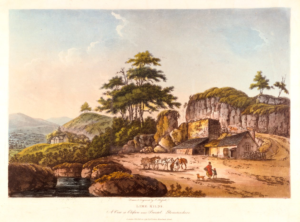 Lime Kilns. A View at Clifton near Bristol, Gloucestershire, 1798 by John Hassell