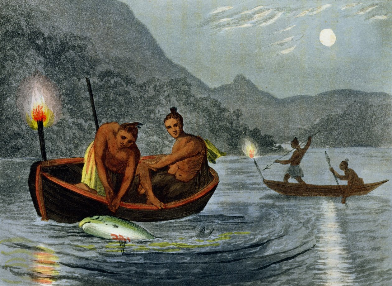 Torch Light Fishing in North America, Engraved by H. Merke, Published by Edward Orme, 1813 by John Heaviside Clark