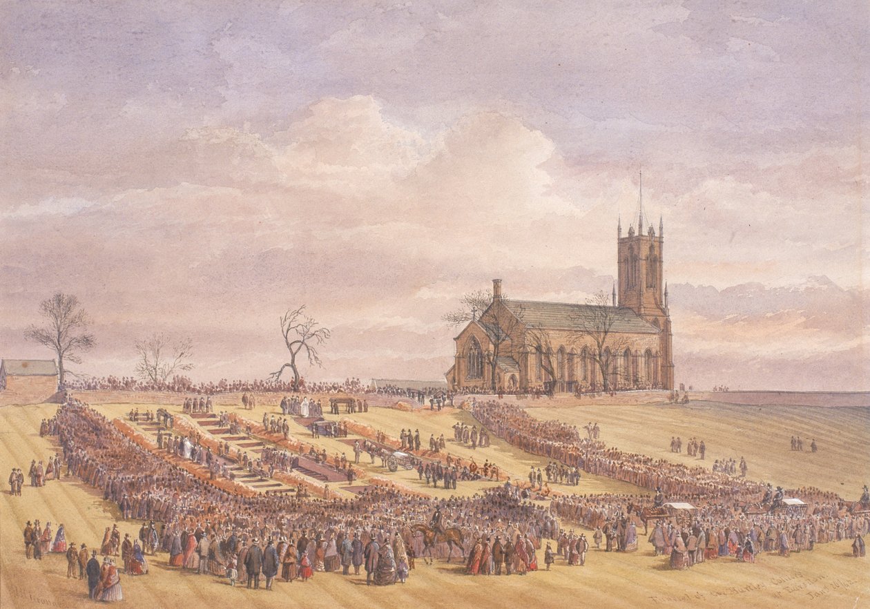 Burial of the Victims of the Hartley Colliery Disaster in Earsdon Churchyard, January 26th 1862 by John Henry Leonard