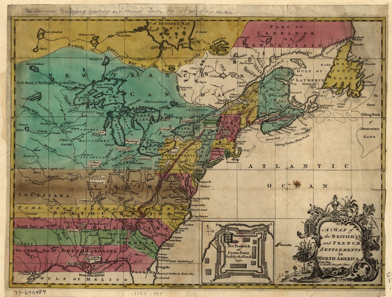A Map of the British and French Settlements in North America by John Hinton