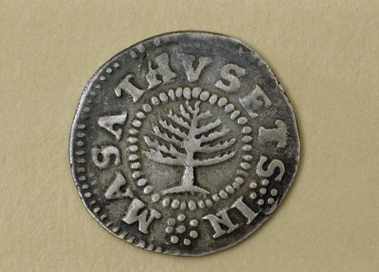Pine Tree Shilling, 1667-1682 (silver) by John Hull