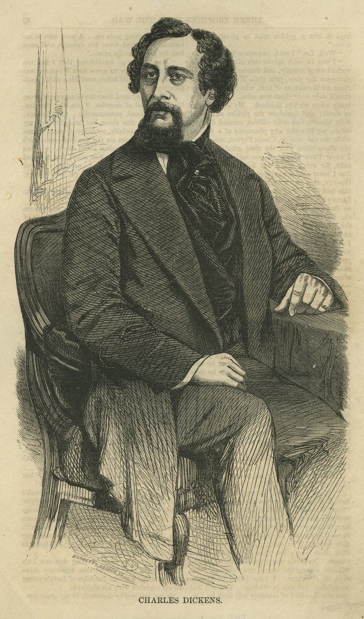 Charles Dickens, Engraved by Bobbett-Hooper, from Harpers New Monthly Magazine, c.1864 by John Jabez Edwin Paisley Mayall
