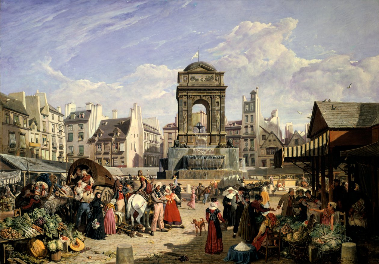 Market and Fountain of the Innocents, Paris by John James Chalon