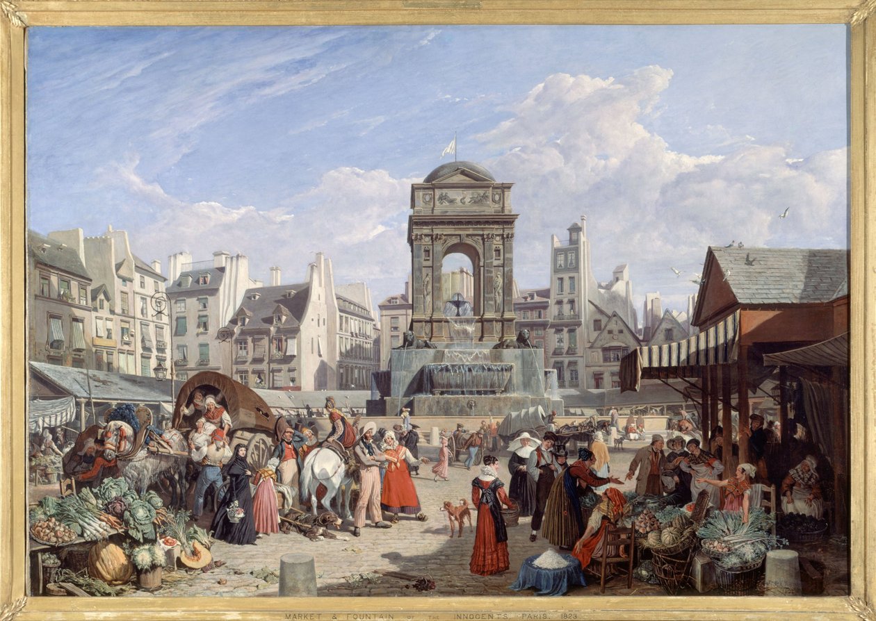 The Market and the Fountain of the Innocents by John James Chalon