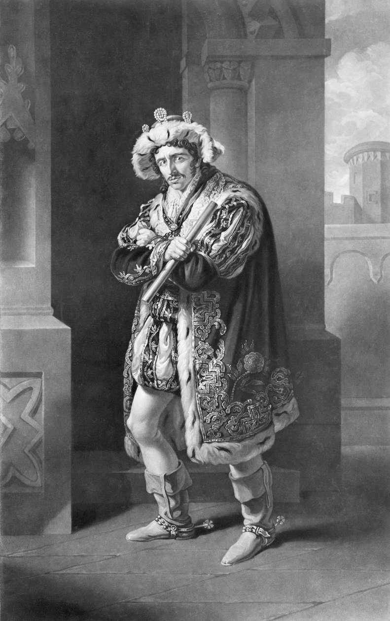 Edmund Kean in Richard the Third, Act IV, Scene IV, by William Shakespeare engraved by C. Turner by John James Halls