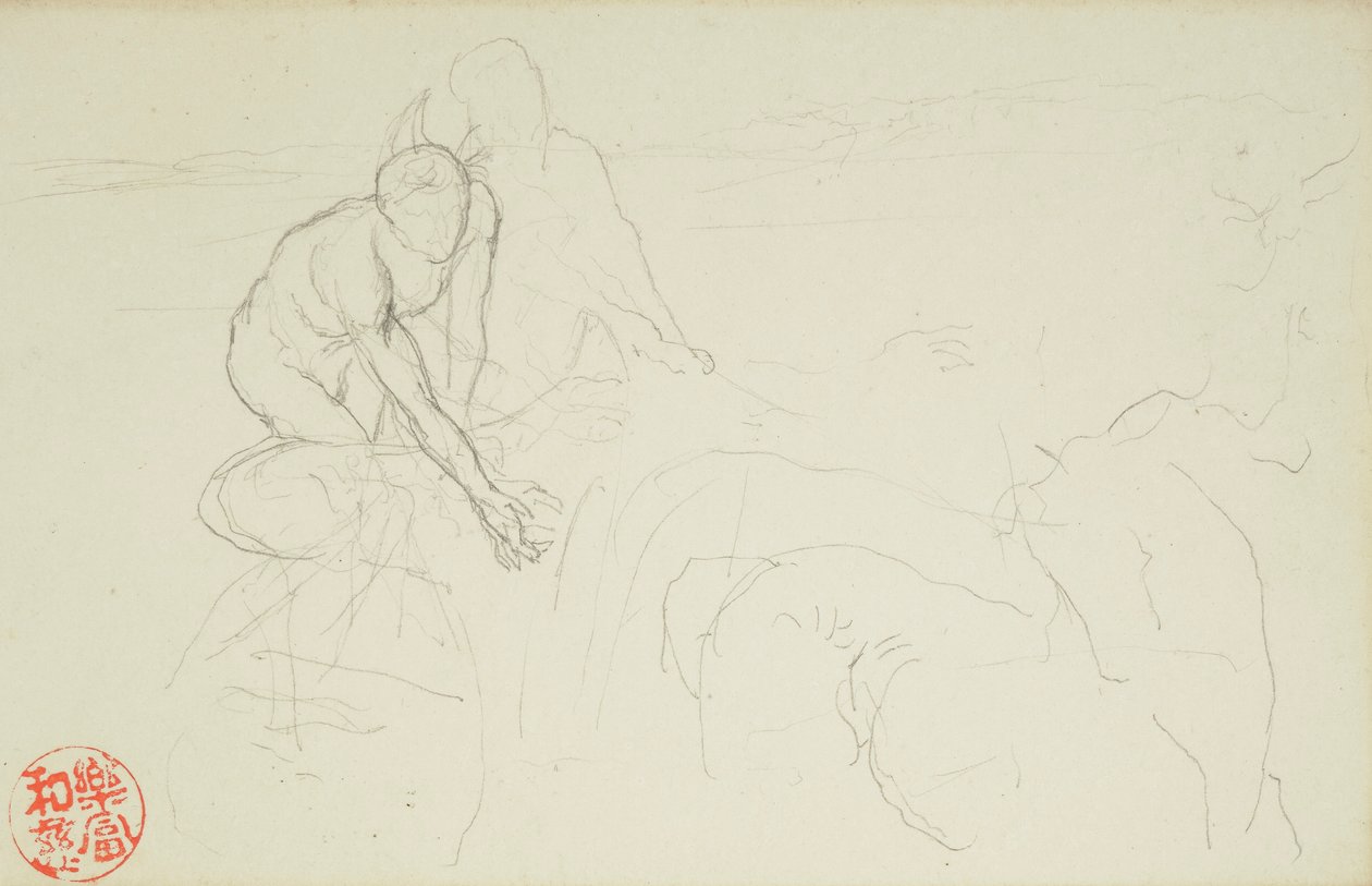 Achilles and Xanthus, from La Farge folios #849 and #860, one of 42 drawings by John La Farge