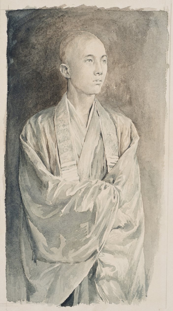 Portrait of a Priest at Temple of Lyemitsu, Nikko by John La Farge or Lafarge