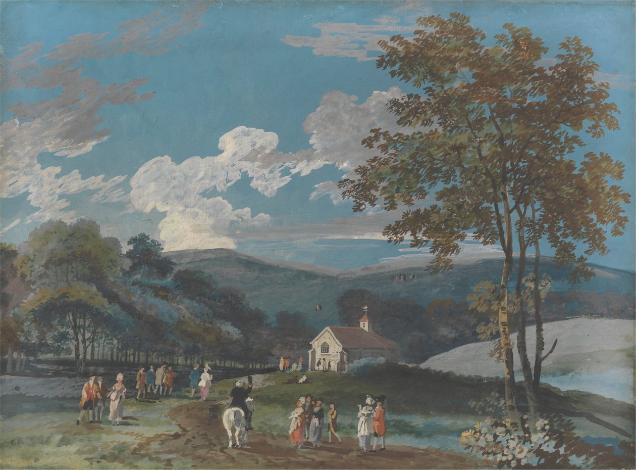 A Country Church Amongst Hills by John Laporte