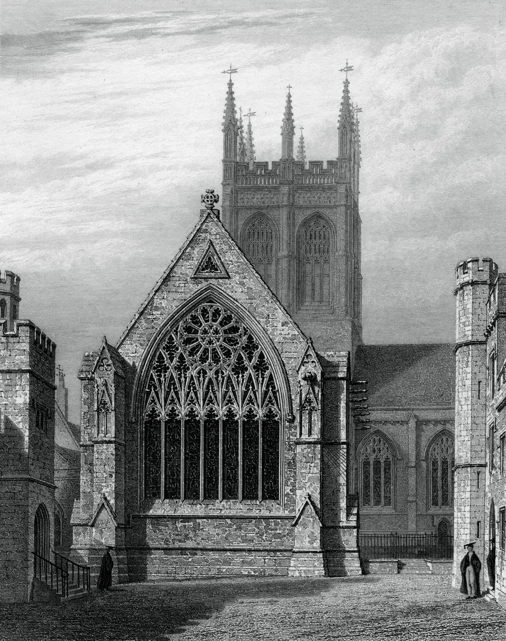 Merton College Chapel, from the Quadrangle, Oxford, 1834 by John Le Keux
