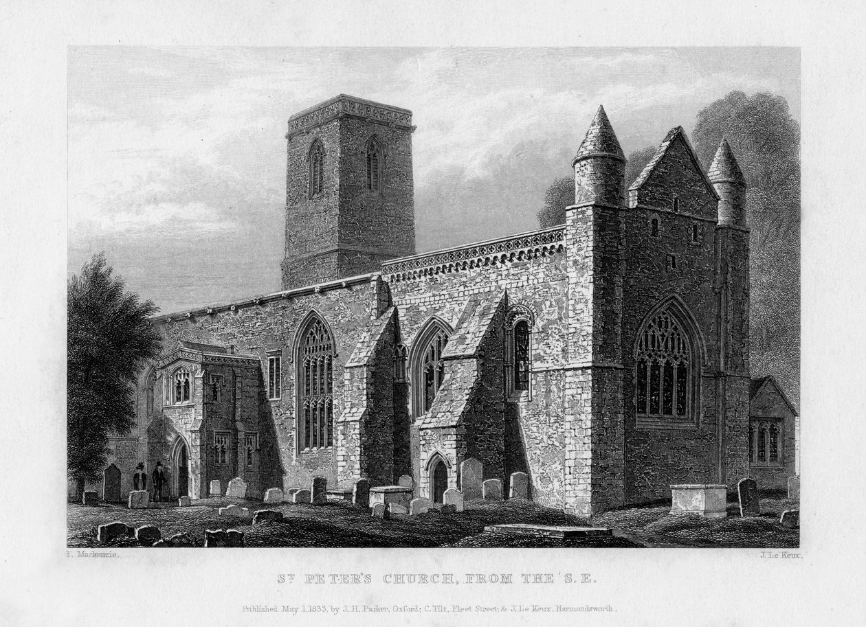 St Peters Church, from the south-east, Oxford, 1833 by John Le Keux