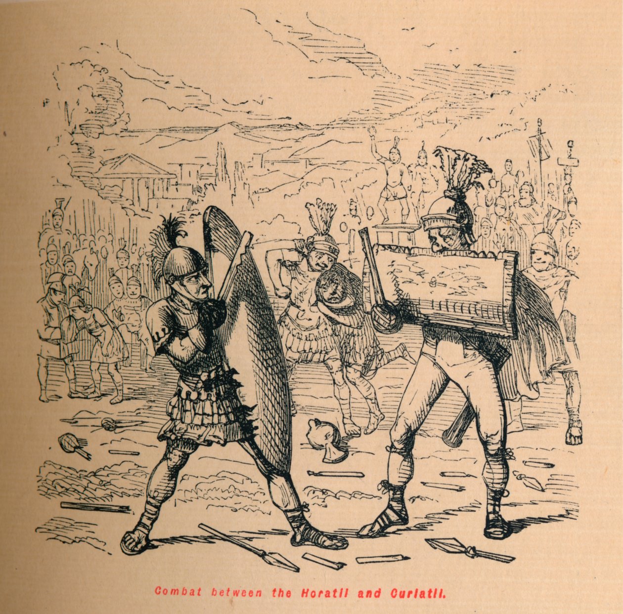 Combat between the Horatii and Curiatii, 1852 by John Leech
