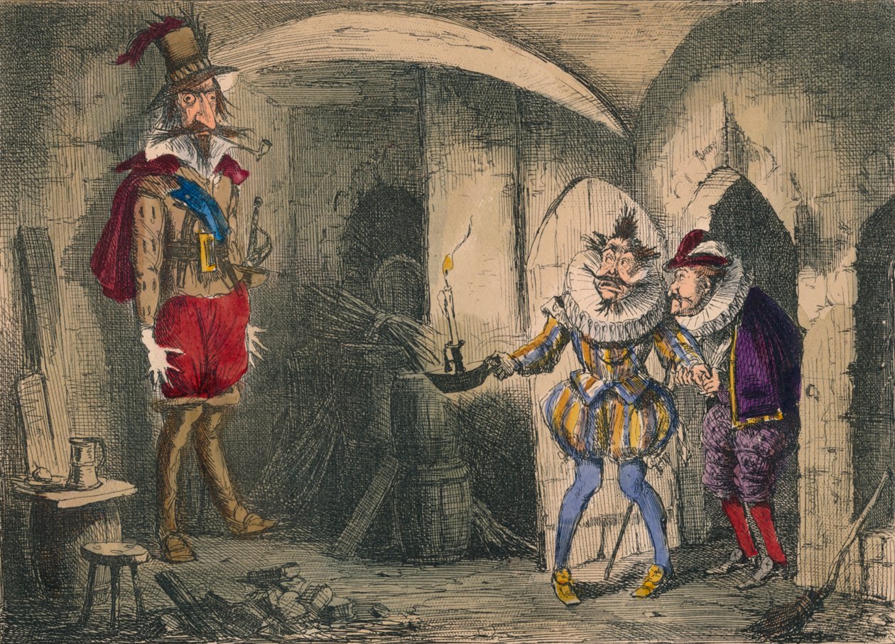 Discovery of Guido Fawkes by Suffolk and Mounteagle by John Leech
