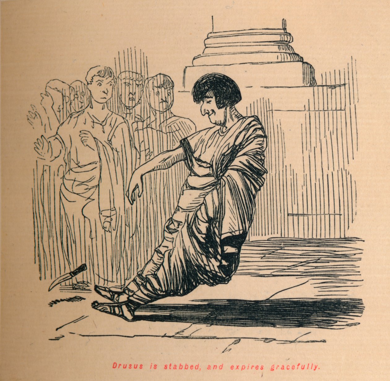 Drusus is stabbed, and expires gracefully, 1852 by John Leech